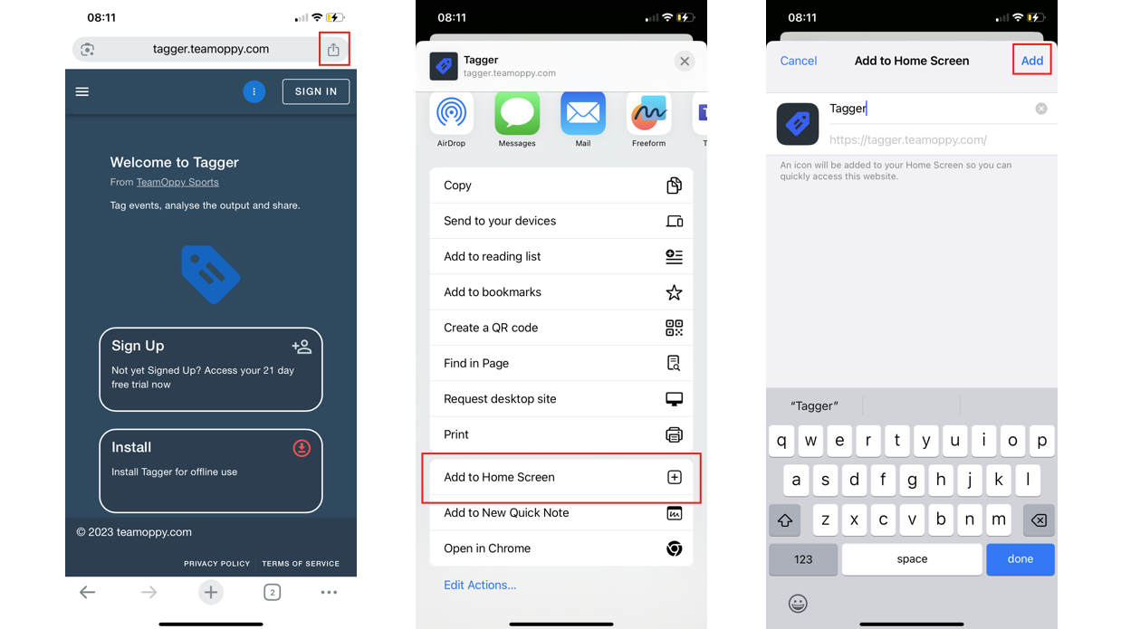 Installing Tagger on iOS using Chrome